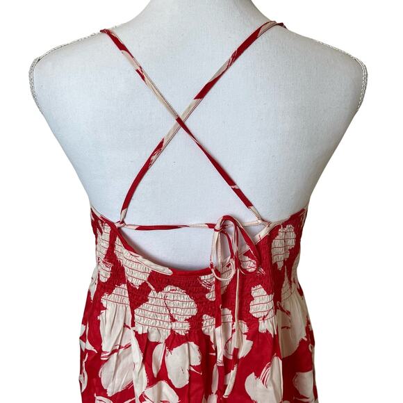 Gap Dress Sundress Size Medium Red Beige Cotton Smocked Tiered NWT - Picture 5 of 10